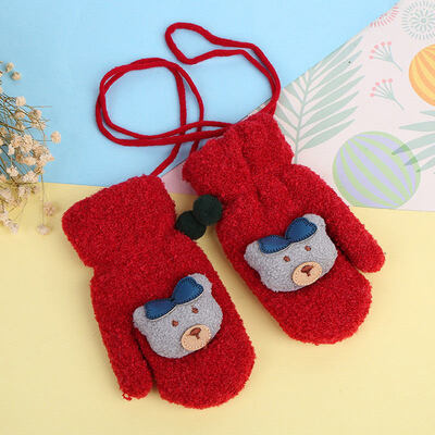 

1 Pair Winter Cute Cartoon Thicken Warm Fleece Infant Baby Boys Girls Mittens Gloves Mittens Toddler Kids Full Finger Gloves
