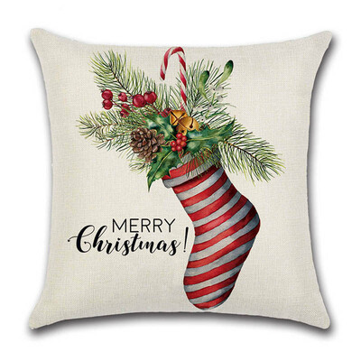 

Christmas Stocking Bell Garland Pattern Christmas Pillow Case Christmas Decorative Throw Pillow Cover for Indoor New Year Gift
