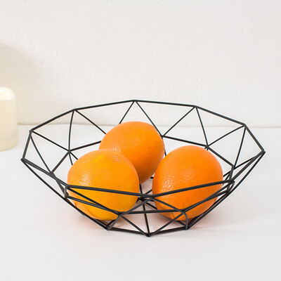 

JPGIF Geometric Fruit Vegetable Wire Basket Metal Bowl Kitchen Storage Desktop Display