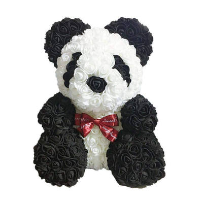 

PE Foam Artificial Rose Flowers PandaRabbit with Sweet Ribbon Romantic Anniversary Birthday Valentines Day Gift