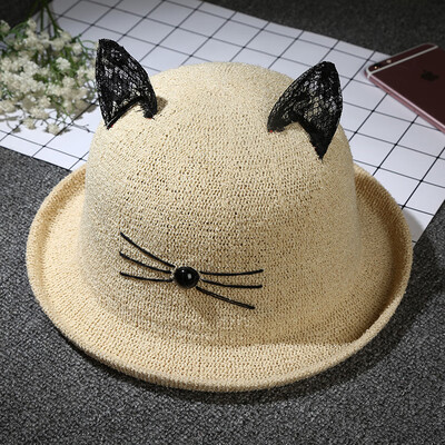 

SpringSummer Lace Ear Hat Female Personality Fashion Dome Covered Hat Creative Basin Hat Wholesale