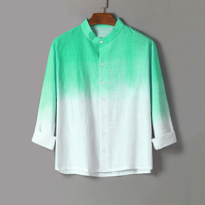 

Tailored Summer Mens Cool Thin Breathable Hanging Dyed Gradient Cotton Shirt