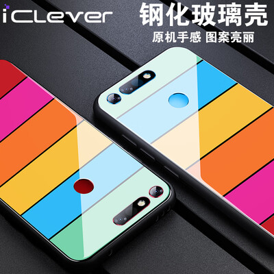 

iClever glory V20 crystal color glass shell mirror phone case protective cover all-inclusive shatter-resistant silicone soft border rainbow