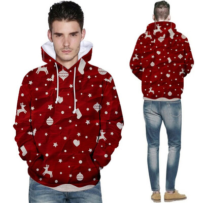

Toponeto Christmas Women Men Print Long Sleeve Hoodie Sweatshirt Ugly Pullover Tops