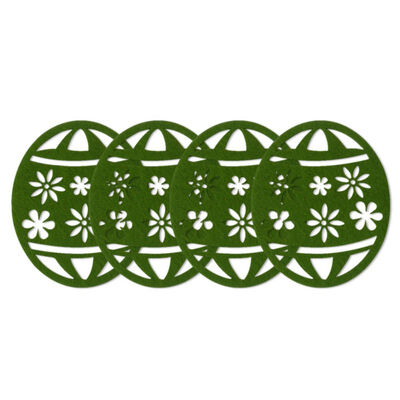 

4Pcs Non-Woven Egg Coasters Cup Mat Placemats Easter Supplies Green Egg Table Place Mat Mug Holder For Festival Home Deocration