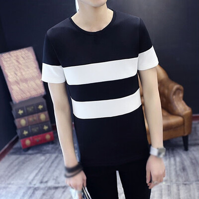 

2019 Mens Stylish Fit Hole Round Neck Tees Solid Short Sleeve T Shirt Blouse