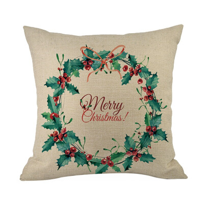 

Tailored Happy Christmas Pillow Cases Linen Sofa Cushion Cover Home Decor Pillow Core