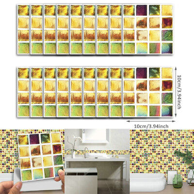 

Gobestart 18pcs Self Adhesive Waterproof Black Marble Mosaic Wall Art Kitchen Tile Sticker