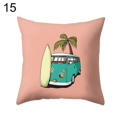 

Cartoon Animal Bus Letters Throw Pillow Case Sofa Bed Cushion Cover Home Decor