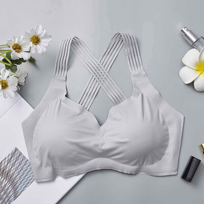 

New style Sexy The Summer Ice Silk Seamless Multiple Sling Bra Strap Beauty Chip Short Vest Wrapped Chest Female Backing Bra