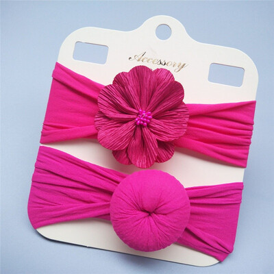 

2Pcs Baby Cute Headwears Kids Girls Boys Solid Donut Flower Design Headband Children All SeasonsParty Gifts 0-6Y