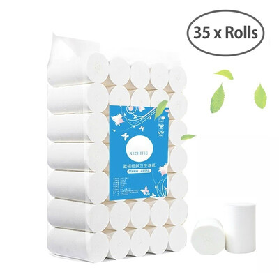 

35 Rolls of Paper Towels Big Roll Toilet Paper Bulk Rolls Bath Tissue Bathroom White Soft 4 Ply