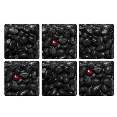 

〖Follure〗6pcs 13x13cm Black Stone Pattern 3D Anti Slip Waterproof Bathtub Sticker