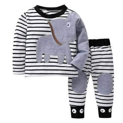 

Boys Cartoon Striped Long-sleeved TopPants 2Pcs Suit Children Clothes Sets 2018 New Autumn Kids Casual Baby Clothing 0-18M