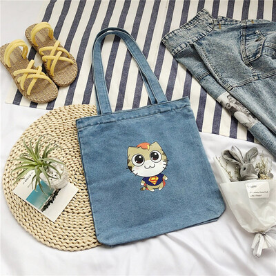 

Tailored Women Retro Printing Large Capacity Bag Denim Shoulder Bags Simple Handle Bags