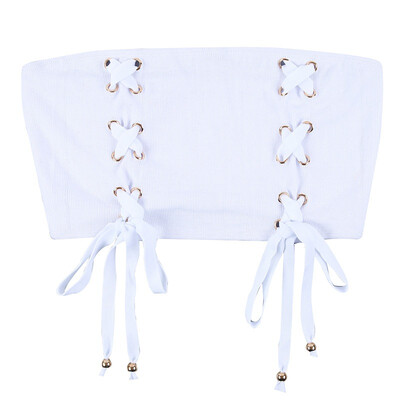 

Women Bandage Tube Tops Off Shoulder Skinny High Elastic Strapless Bare Midriff Crop Tops Sexy Club Camis Tops