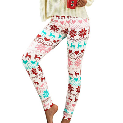 

New Christmas Women Ladies Fashion Casual Snowflake Deer 3D Print Leggings Christmas High Waist Yoga Pants Plus Size