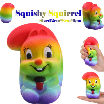 

YIWULA12cm Colorful Squirrel Squishies Slow Rising Squeeze Scented Stress Relieve Toy