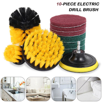 

10Pcs Electric Drill Cleaning Brush Head Set Scouring Cloth Tool Wall Corner Ceramic Vehicle Tire Cleaning
