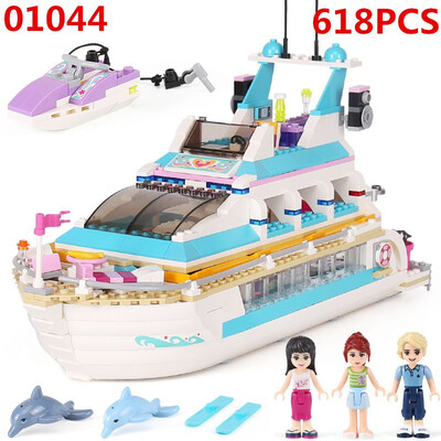 

Lepin 01044 Dolphin Cruiser Vessel Ship Legoing 41015 Bricks figure children Girl Friend Model building Blocks toy