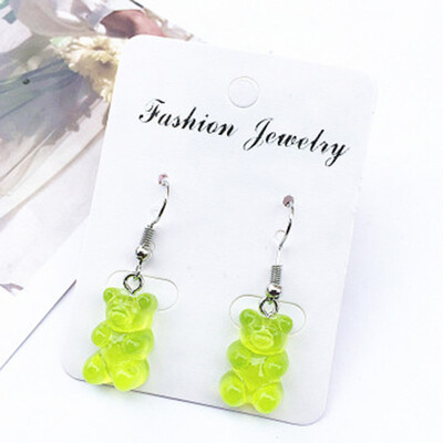

Cute Handmade Resin Colorful Cartoon Animal Bear Unique Candy Color Earring