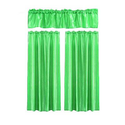 

Toponeto 3Pcs Pure Color Kitchen Home Curtain With Swag Tier Window Curtain Set