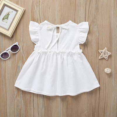 

Summer Baby Girls Flare Sleeve Dresses Brief Style Solid Print Sleeveless Dress Kids Toddler Girl Princess Dress
