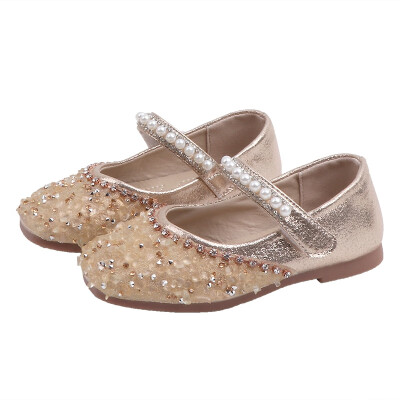 

Autumn Kids Baby Girl Soft Pu Leather Sole Shoes Anti-slip Rhinestone Design Sandals Casual Walking Shoess