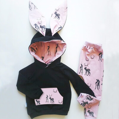 

2PCS Toddler Newborn Baby Boy Girl Hooded T-Shirt TopsPants Outfits Clothes Set