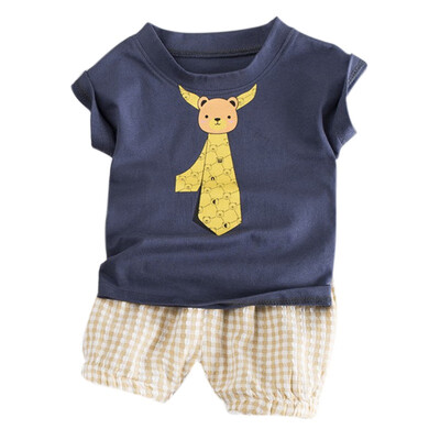 

Summer Baby Clothing Set Cotton Vest & Shorts Cotton Bear Tie Newborn Baby Boy Clothing Sets 0-4 Year