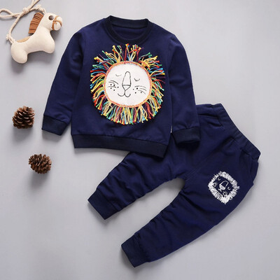 

2PCS Baby Boy Girl Clothes Set Long Sleeve Cartoon Print T-Shirt TopCasual Trousers Toddler Clothes Outfits