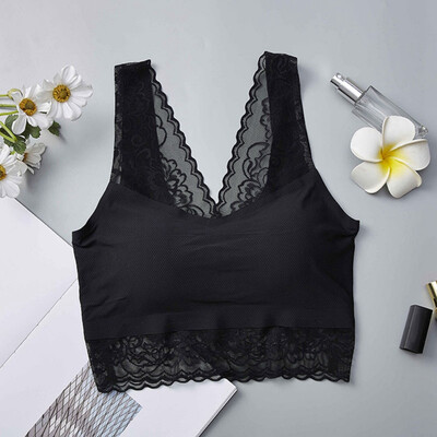 

Fashion Trend Seamless Lace Beauty Back Ice Silk Cool Bra Breathable One-piece Wrapped Chest For Women Ladies