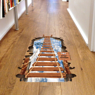 

3D PVC Suspension Bridge Removable Floor Sticker Wall Stickers for Shop Room Floor Wall Decor Decorative