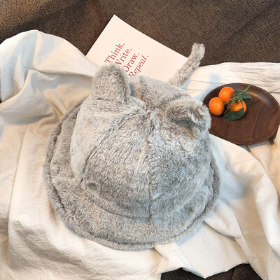 

Tailored Women Fashion Cute Autumn And Winter Plush Cartoon Cat Basin Cap Fisherman Hat