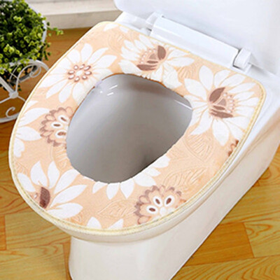 

Warm Soft Toilet Cover Seat Lid Top Cover Pad Bathroom Warmer Toilet Seat Bowl Soft Zipper Flower Washable Toilet Seat Cover