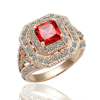 

Yoursfs® 18K Rose Gold Plated 15ct Simulated Ruby Ring Use Austrian Crystal Fashion Jewelry