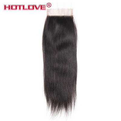 

Hotlove Hair Straight Lace Closure Free Middle Three Part 4x4 Size Virgin Human Hair 8"-20" Natural color Free Middle Three Part