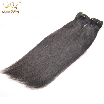 

Queen Berry #1b 7Pcs Clip Ins Straight Full Head Brazilian Human Straight 100% Human Hair Clip in Hair Extensions