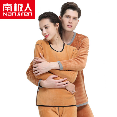 

Antarctic thermal underwear men and women cotton elegant one set thick plus cashmere thermal underwear youth middle-aged underwear suit men's gray gray-L