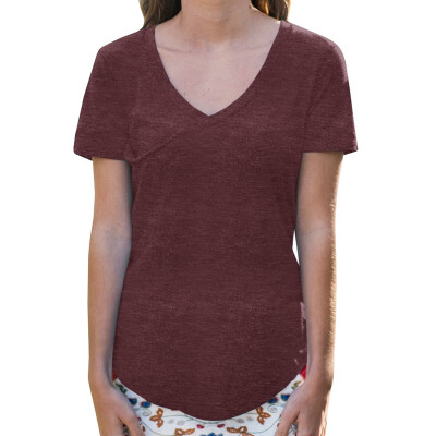 

V-neck Pure Color Short Sleeve T-shirt