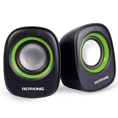 

ROVKING RV-202 20-channel mini USB computer speakers wire-controlled notebook audio black green