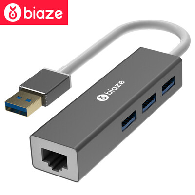 

BIAZE USB разветвитель USB 3.0 Gigabit проводной кабель локальной сети к RJ45 конвертер интерфейса концентратор HUB Длительный контакт с Apple Mac твердосплавной серый ZH17-