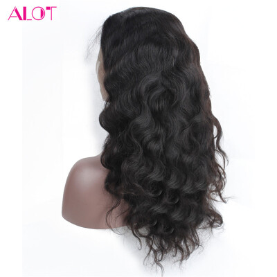 

ALOT Body Wave 360 Lace Frontal Wigs Brazilian Virgin Human Hair Wigs With Baby Hair Pre Plucked Hairline 150 Density 10-22 Inch