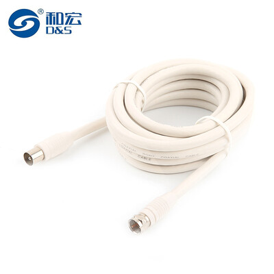 

Hehong D&S HLVN001 Digital HD Widescreen Cable TV Pure Copper Core 24K Gold-plated Plug Wire RF Cable Digital Telephone Line HD Interface Cable 3m White