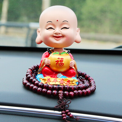 

Biaz car ornaments pendant cartoon creative shaking head small monk ornaments ornaments BHS01 car supplies interior decorations cute doll Maitreya smooth sailing