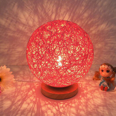 

BOKT Minimalist Solid Wood Table Lamp Bedside Desk Lamp Colourful Home Decor Rattan Ball Round Lampshade