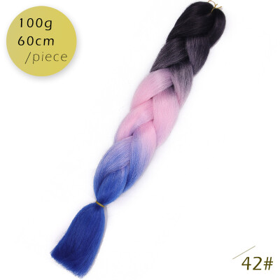 

AISI HAIR Ombre Kanekalon Braiding Hair Extensions 24inch 100g Synthetic Jumbo Braids Hair Fiber Pink Purple Blue Green 1pce