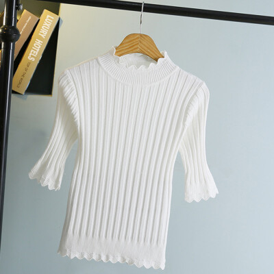 

Women High Collar Sweaters Slim Warm Bottoming Sweater Knitted Pullover