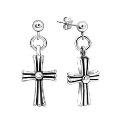 

Fashion Mens Stud Earrings Titanium Stainless Cross Jewelry