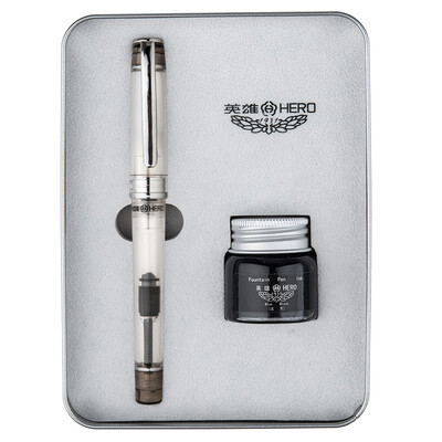 

Hero HERO 709 Ivory Transparent Iridium Pen Ink Gift Set Student Set Penetrate Black